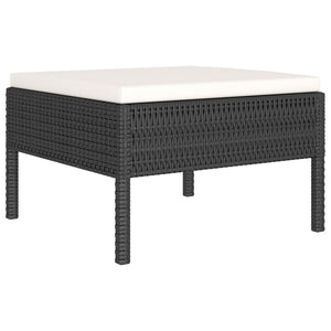 6 Piece Patio Lounge Set with Cushions Poly Rattan Black