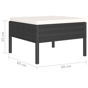 6 Piece Patio Lounge Set with Cushions Poly Rattan Black