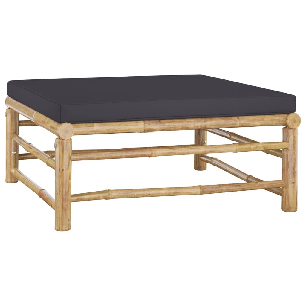 5 Piece Patio Lounge Set with Dark Gray Cushions Bamboo