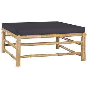 5 Piece Patio Lounge Set with Dark Gray Cushions Bamboo