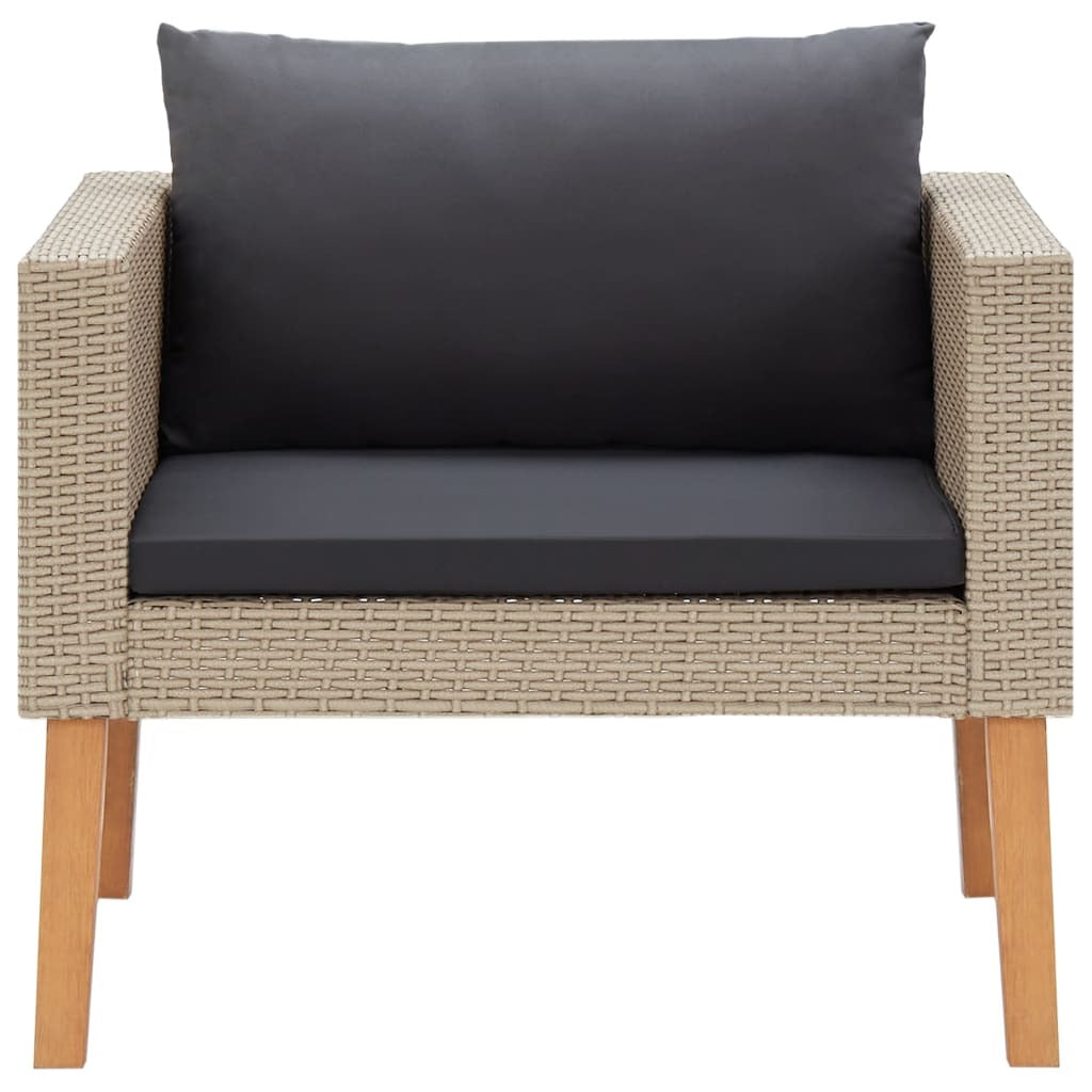 5 Piece Patio Lounge Set with Cushions Poly Rattan Beige