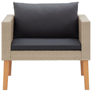 5 Piece Patio Lounge Set with Cushions Poly Rattan Beige