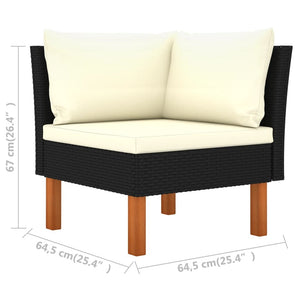 5 Piece Patio Lounge Set with Cushions Poly Rattan Black