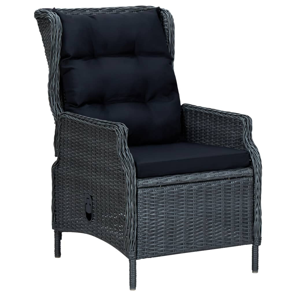 9 Piece Patio Dining Set with Cushions Poly Rattan Dark Gray