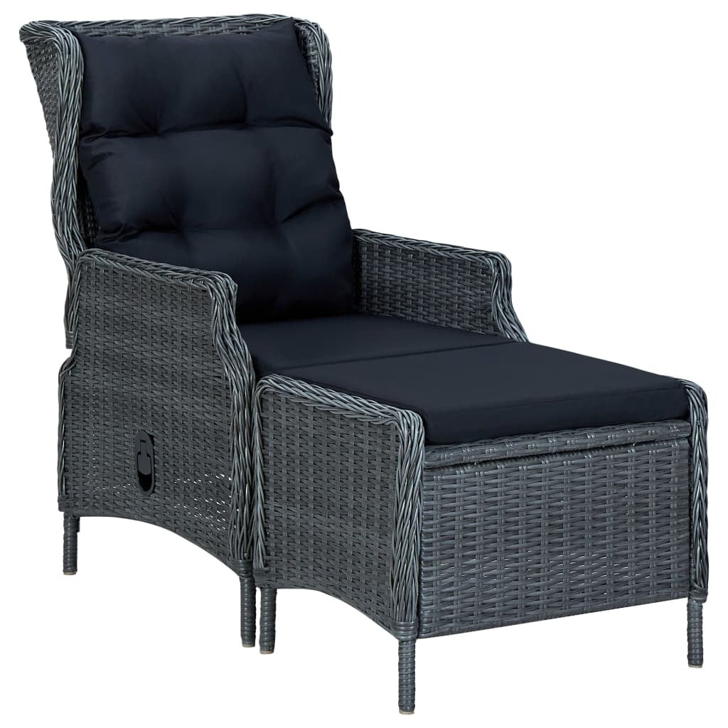9 Piece Patio Dining Set with Cushions Poly Rattan Dark Gray