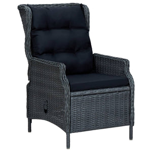 9 Piece Patio Dining Set with Cushions Poly Rattan Dark Gray