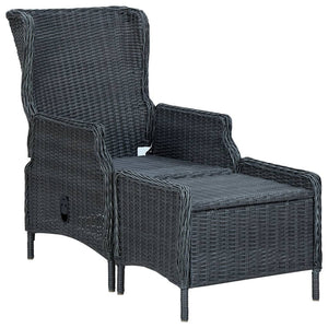 9 Piece Patio Dining Set with Cushions Poly Rattan Dark Gray