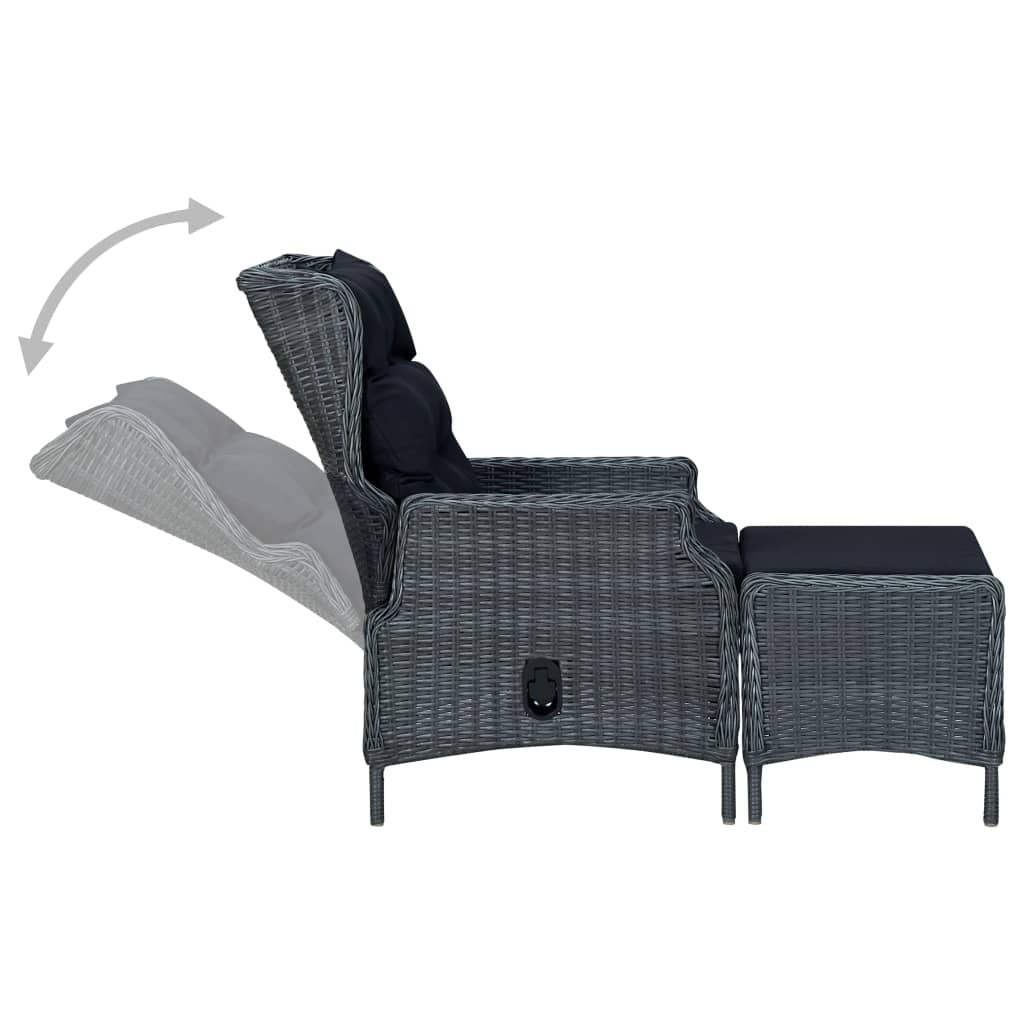 9 Piece Patio Dining Set with Cushions Poly Rattan Dark Gray