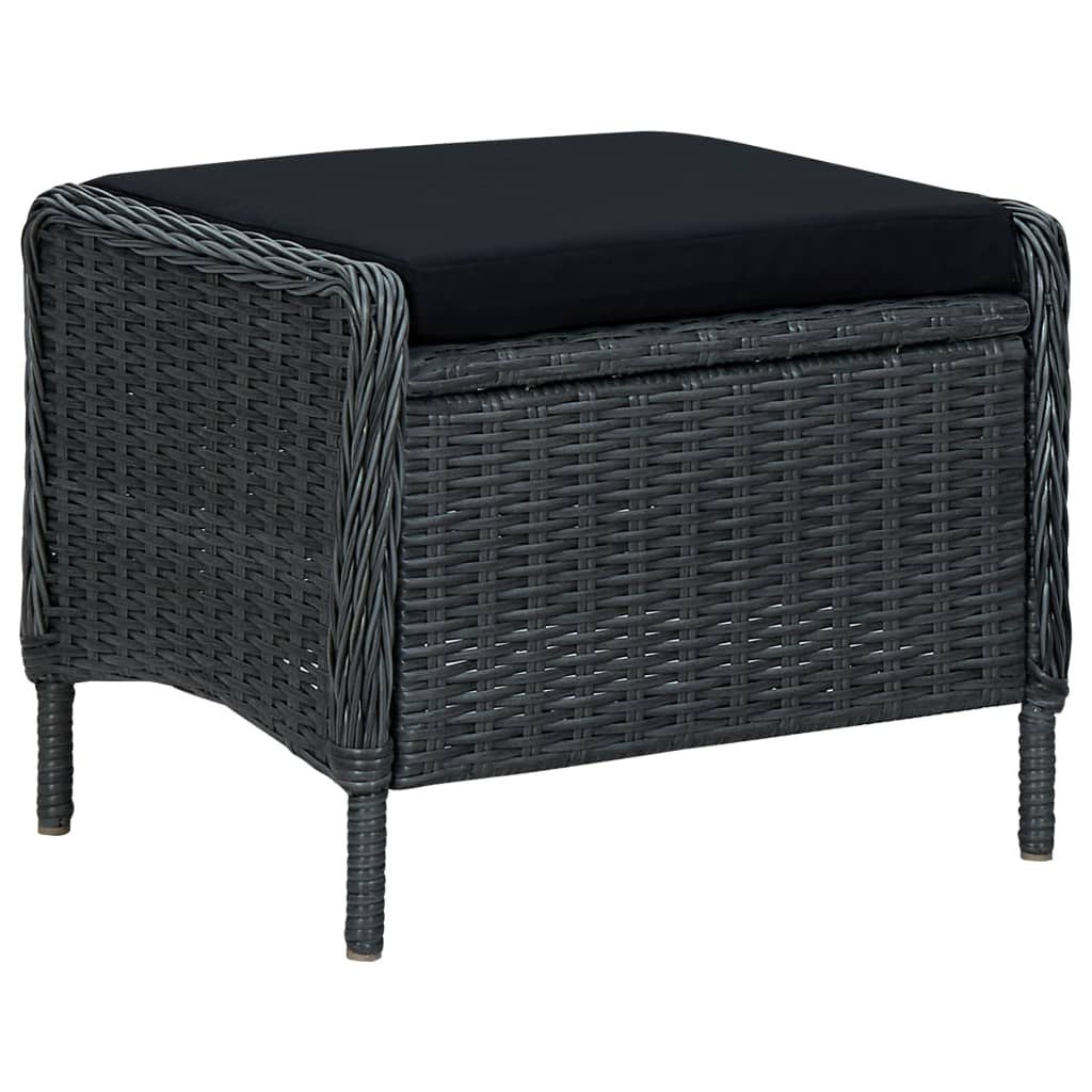 9 Piece Patio Dining Set with Cushions Poly Rattan Dark Gray