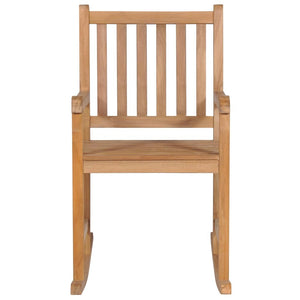 Rocking Chair with Cream White Cushion Solid Teak Wood