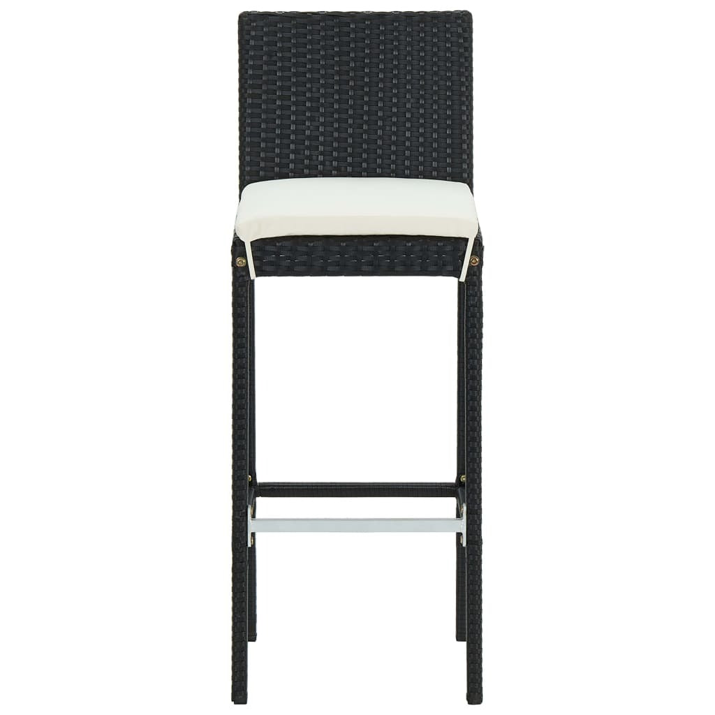 7 Piece Patio Bar Set with Cushions Poly Rattan Black