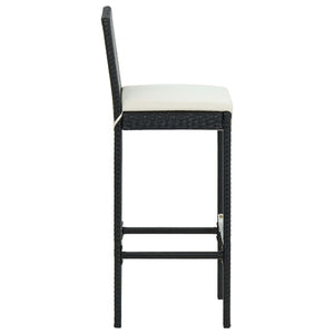 7 Piece Patio Bar Set with Cushions Poly Rattan Black