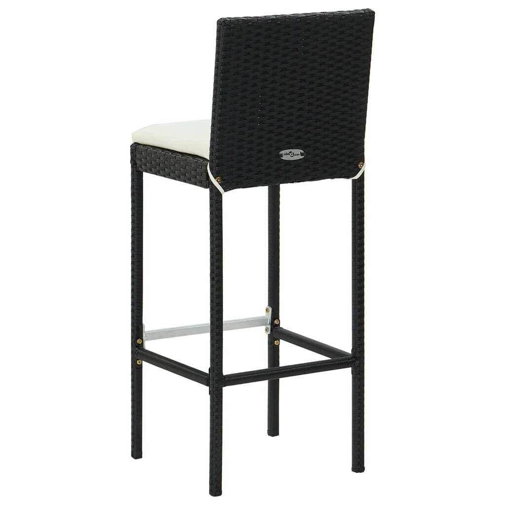 7 Piece Patio Bar Set with Cushions Poly Rattan Black