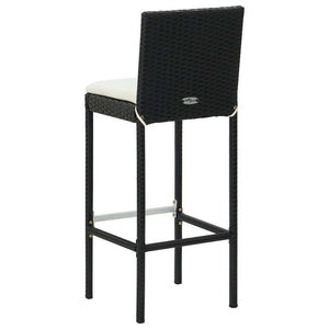 7 Piece Patio Bar Set with Cushions Poly Rattan Black