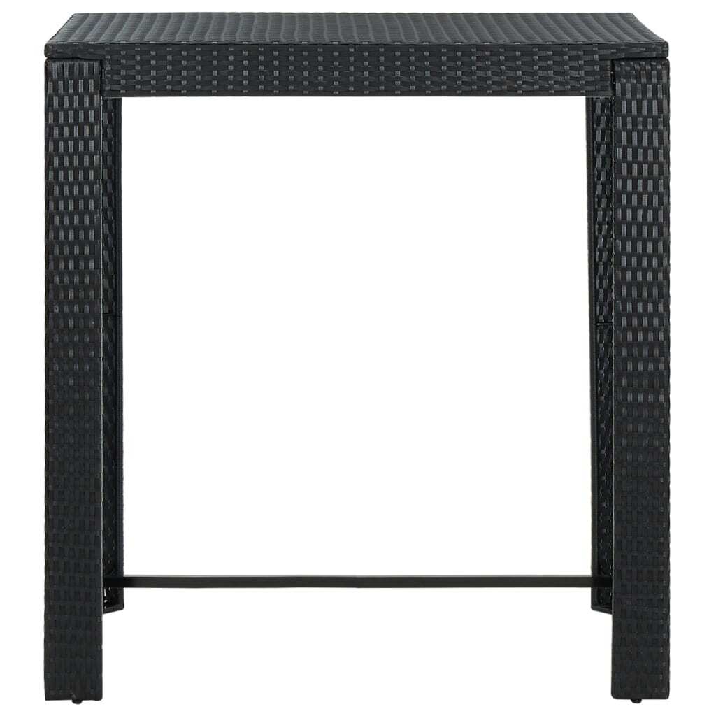 7 Piece Patio Bar Set with Cushions Poly Rattan Black