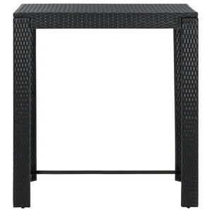 7 Piece Patio Bar Set with Cushions Poly Rattan Black
