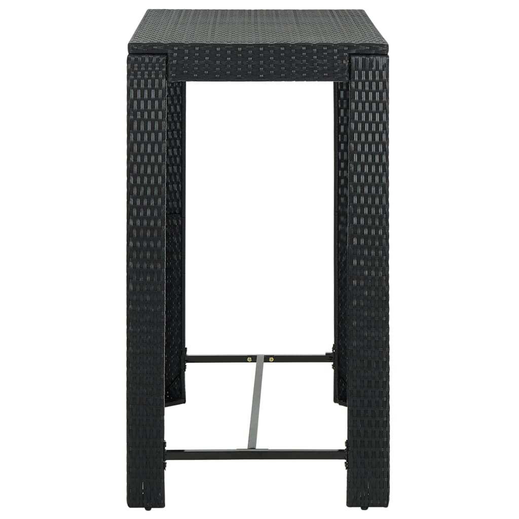 7 Piece Patio Bar Set with Cushions Poly Rattan Black