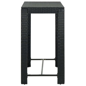 7 Piece Patio Bar Set with Cushions Poly Rattan Black