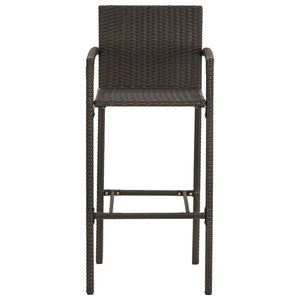 3 Piece Patio Bar Set Poly Rattan Brown