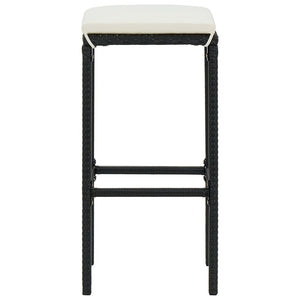 3 Piece Patio Bar Set with Cushions Black