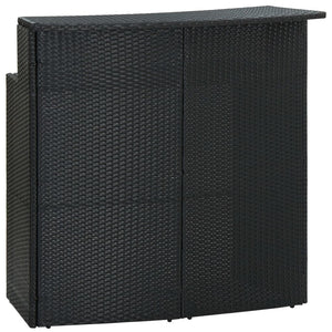 3 Piece Patio Bar Set with Cushions Black