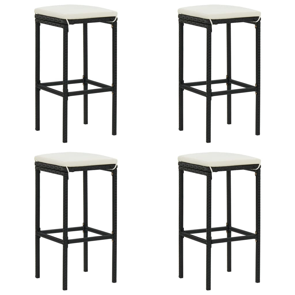 5 Piece Patio Bar Set with Cushions Black