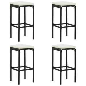 5 Piece Patio Bar Set with Cushions Black
