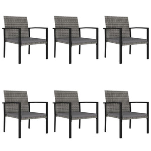 7 Piece Patio Dining Set Poly Rattan Gray