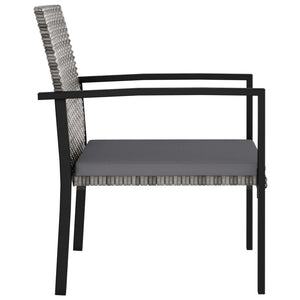 7 Piece Patio Dining Set Poly Rattan Gray