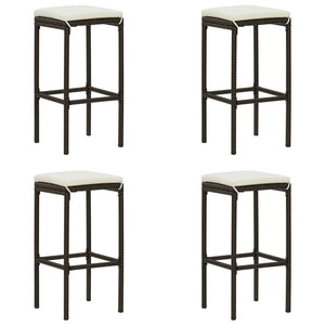 5 Piece Patio Bar Set with Cushions Brown