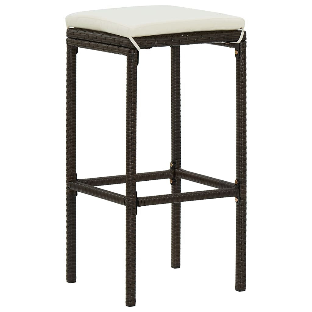 5 Piece Patio Bar Set with Cushions Brown
