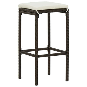 5 Piece Patio Bar Set with Cushions Brown