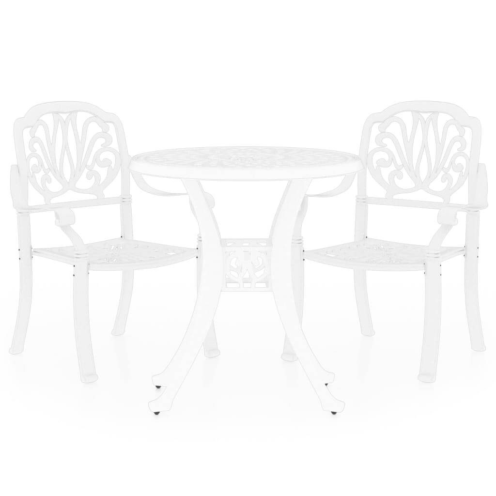 3 Piece Bistro Set Cast Aluminum White