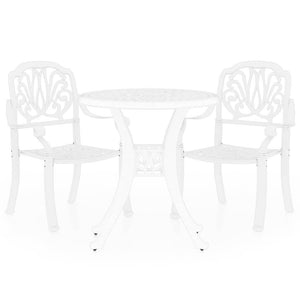 3 Piece Bistro Set Cast Aluminum White