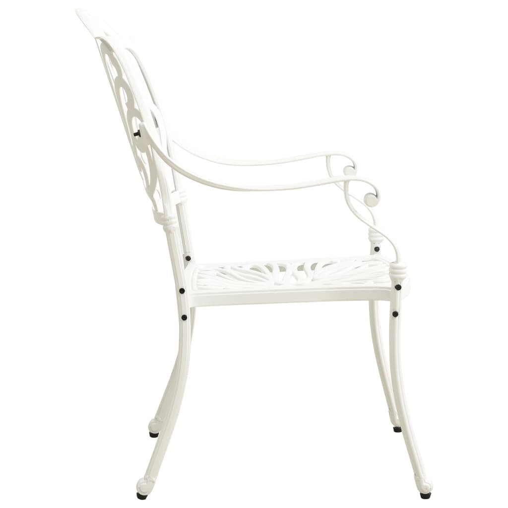 3 Piece Bistro Set Cast Aluminum White