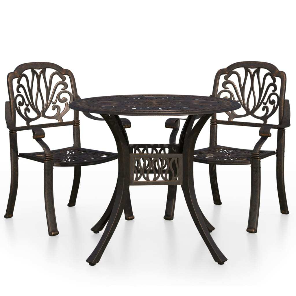 3 Piece Bistro Set Cast Aluminum Bronze