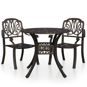 3 Piece Bistro Set Cast Aluminum Bronze