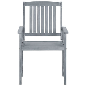 Patio Chairs 8 pcs Solid Acacia Wood Gray