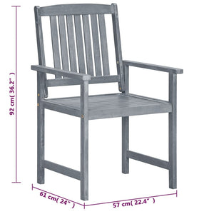 Patio Chairs 8 pcs Solid Acacia Wood Gray