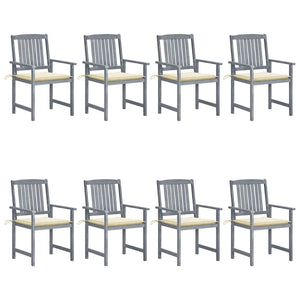 Patio Chairs with Cushions 8 pcs Solid Acacia Wood Gray