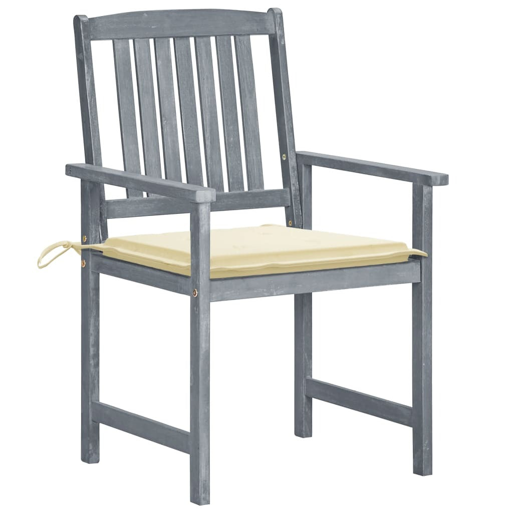 Patio Chairs with Cushions 8 pcs Solid Acacia Wood Gray