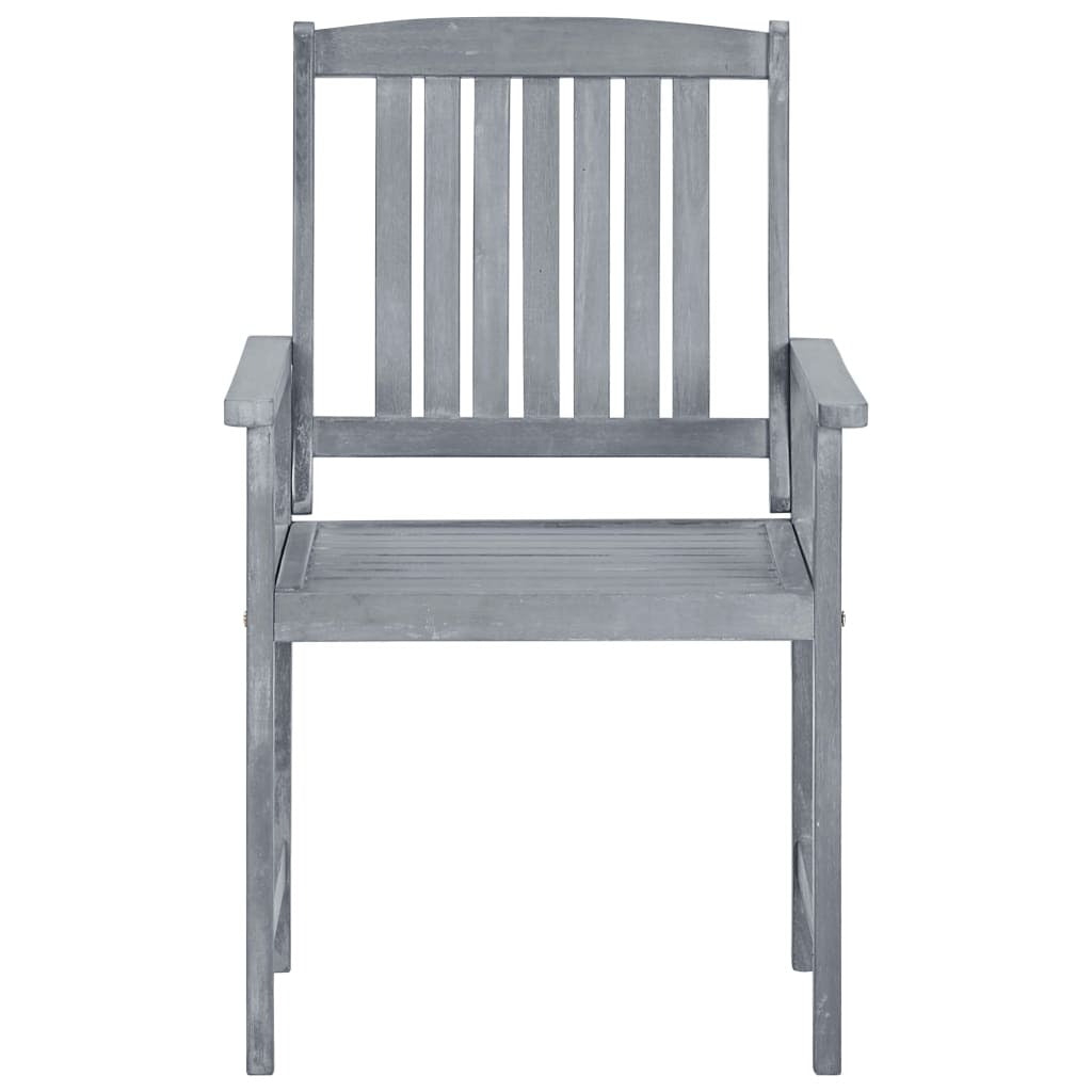 Patio Chairs with Cushions 8 pcs Solid Acacia Wood Gray