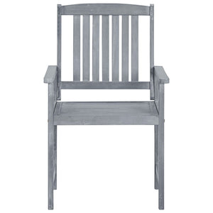 Patio Chairs with Cushions 8 pcs Solid Acacia Wood Gray