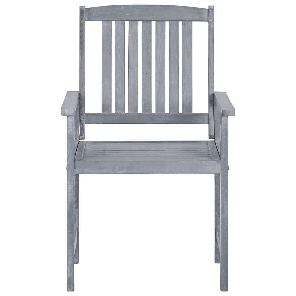 Patio Chairs with Cushions 8 pcs Solid Acacia Wood Gray