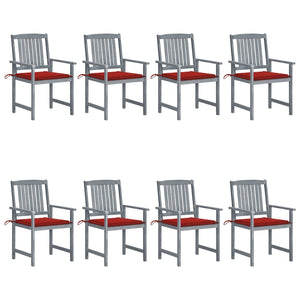 Patio Chairs with Cushions 8 pcs Solid Acacia Wood Gray