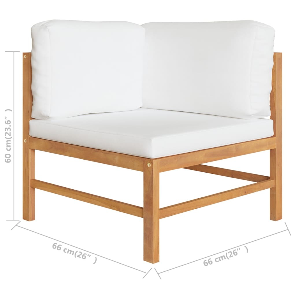 4 Piece Patio Lounge Set with Cream Cushions Solid Teak Wood