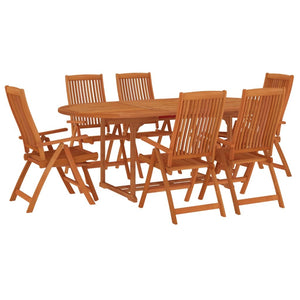 7 Piece Patio Dining Set Solid Wood Eucalyptus
