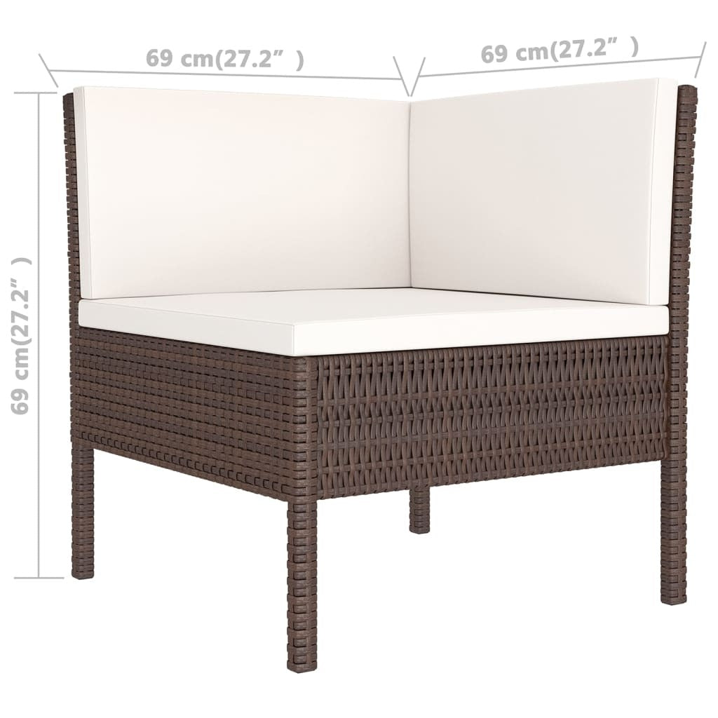 8 Piece Patio Lounge Set with Cushions Poly Rattan Brown