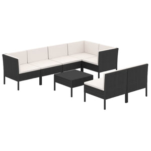 8 Piece Patio Lounge Set with Cushions Poly Rattan Brown