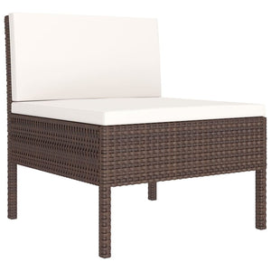 12 Piece Patio Lounge Set with Cushions Poly Rattan Brown
